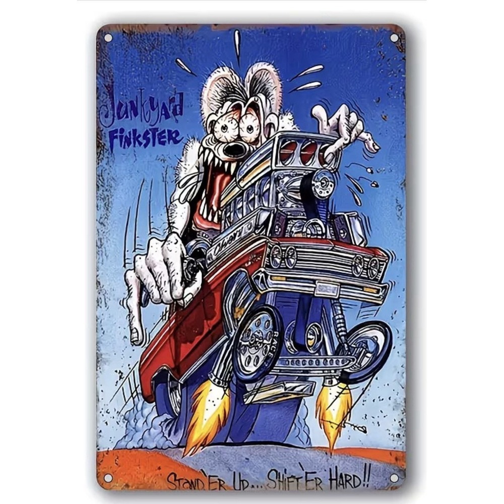 Rat Fink Tin Wall Metal Sign 8X12 Hot Rod Garage Racing Junkyard Finkster Roth